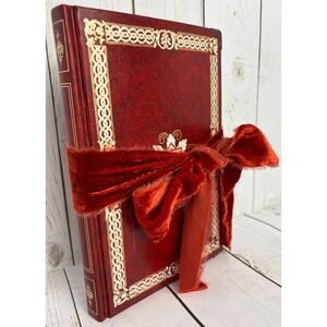 Handmade Regency Victorian Junk Journal Memory Keeper Red Gold Velvet Ribbon Tie